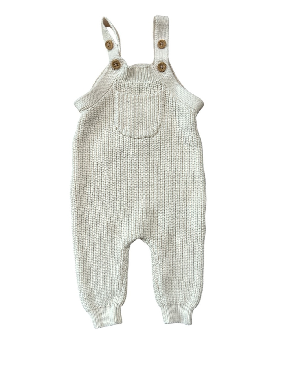 Old Navy Cream Knit Overalls with Button Straps